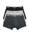 Hugo Boss Boss 3-pack Power Stretch Cotton Trunks In Light Gray/gray/black