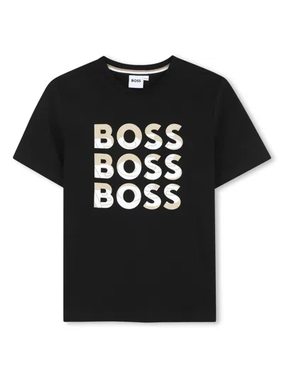 Hugo Boss Classic Fit Crew Neck T-shirt For Boys In Black