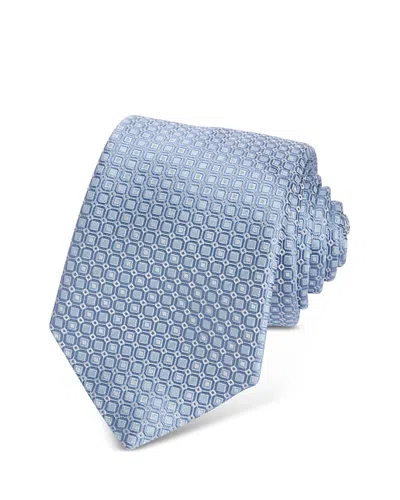 Hugo Boss Classic Geometric Grid Tie In Blue