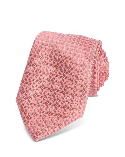 Hugo Boss Classic Geometric Grid Tie In Pink