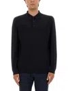 Hugo Boss Boss Camel Classic Knitted Polo With Three-button Placket In Blue
