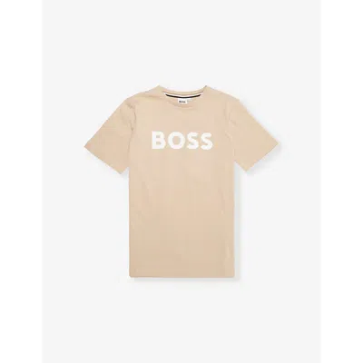 Hugo Boss Kids' Classic Logo-print Cotton T-shirt 4-16 Years Ston In Stone