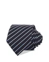 Hugo Boss Boss Diagonal Stripe Jacquard Silk Blend Tie In Dark Blue