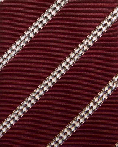 Hugo Boss Classic Striped Tie In Dark Red