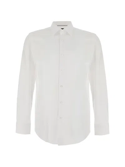 Hugo Boss White Shirt With Pointed Collar And Long Sleeves In Cotton For Men