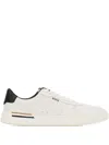 Hugo Boss Leather Trainers With Signature-stripe Details In White