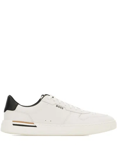 Hugo Boss Clint Leather Panelled Sneakers In White