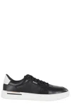 Hugo Boss Leather Trainers With Signature-stripe Details In Black