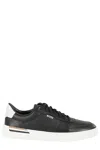 Hugo Boss Leather Trainers With Signature-stripe Details In Black
