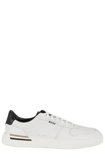 Hugo Boss Boss Men Leather Sneaker In White