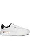 Hugo Boss Leather Trainers With Signature-stripe Details In White