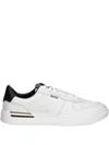 Hugo Boss Leather Trainers With Signature-stripe Details In White