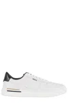 Hugo Boss Leather Trainers With Signature-stripe Details In White
