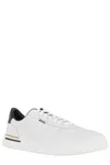 Hugo Boss Leather Trainers With Signature-stripe Details In White