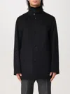 Hugo Boss Relaxed-fit Short Coat In Wool And Cashmere In Schwarz