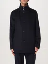 Hugo Boss Relaxed-fit Short Coat In Wool And Cashmere In Blau
