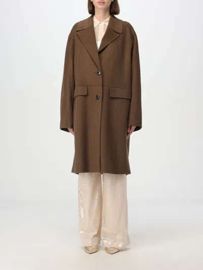 Hugo Boss Coat Boss Woman Color Coffee In Kaffee Braun