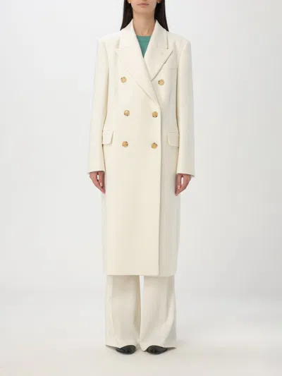 Hugo Boss Long-length Twill Coat With Double-breasted Closure In Natural