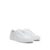 Hugo Boss Coated-leather Trainers With Gold-tone Logo In White
