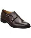 Hugo Boss Double-monk Shoes In Smooth Leather In Brown
