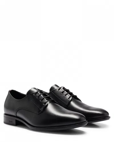 HUGO BOSS COLBY MENS LEATHER DERBY SHOES WITH EMBOSSED LOGO NOS