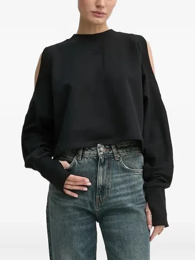 Hugo Boss Cold-shoulder Sweatshirt In Black