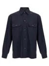Hugo Boss Relaxed-fit Shirt In An Italian-made Linen Blend In Blue