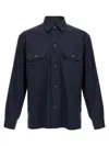 Hugo Boss Relaxed-fit Shirt In An Italian-made Linen Blend In Blue