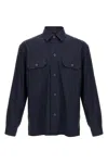 Hugo Boss Relaxed-fit Shirt In An Italian-made Linen Blend In Blue