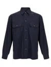 Hugo Boss Relaxed-fit Shirt In An Italian-made Linen Blend In Blue
