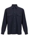 Hugo Boss Relaxed-fit Shirt In An Italian-made Linen Blend In Blue