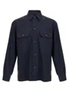 Hugo Boss Relaxed-fit Shirt In An Italian-made Linen Blend In Blue