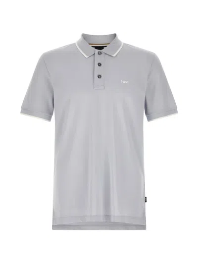 Hugo Boss Light Blue Parlay Polo Shirt In Gray