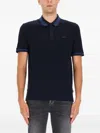 Hugo Boss Boss Polo Shirt With Machined Details In Blue