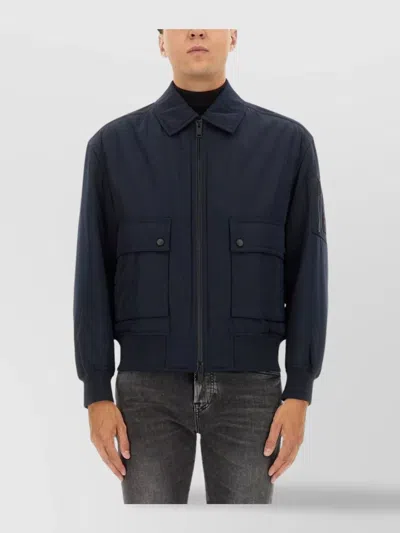 HUGO BOSS COLLARED JACKET WITH RIBBED CUFFS AND HEM