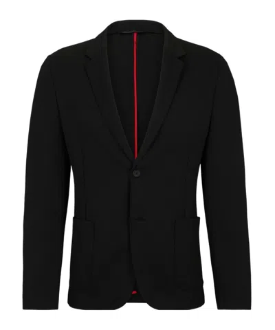 Hugo Boss Collared Long-sleeved Casual Jacket In Black