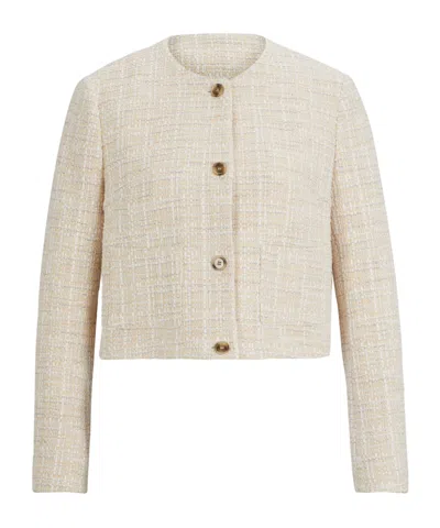 HUGO BOSS COLLARLESS MIXED COLOR TWEED JACKET