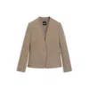 Hugo Boss Collarless Regular-fit Blazer With Hardware Button In Neutral