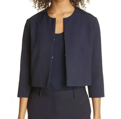 Hugo Boss Collarless Short Jacket In Navy In Blue