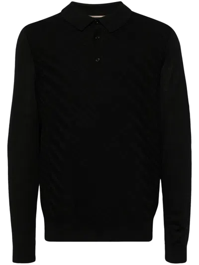 Hugo Boss Collarless Virgin Wool-blend Top In Schwarz