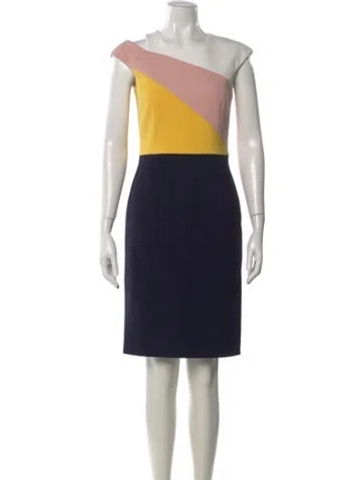 Pre-owned Hugo Boss Colorblock Pattern Knee-length Dress In Blue