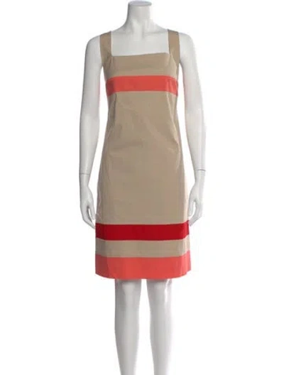 Pre-owned Hugo Boss Colorblock Pattern Mini Dress In Neutral