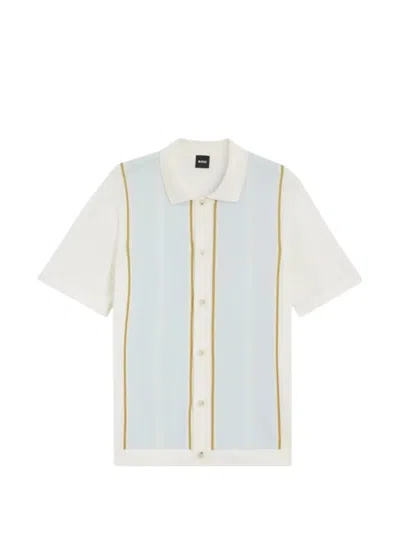Hugo Boss Colour-blocked Cardigan With Wing Collar In Multi