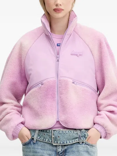 Hugo Boss Colour-block Fleece Jacket In Pink
