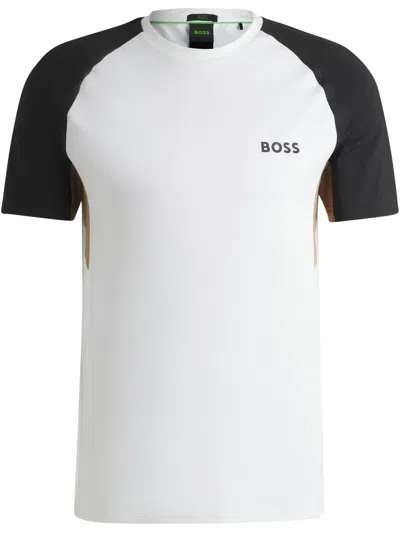 Hugo Boss T-shirt In Colour-block-optik In Weiss