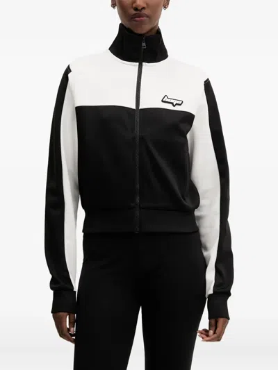 Hugo Boss Colour-block Zip-up Sweatshirt In Black