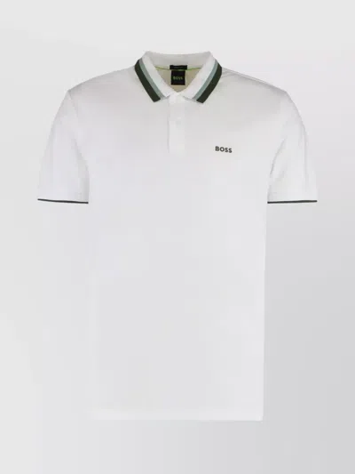 HUGO BOSS COMFORTABLE COTTON POLO SHIRT WITH CONTRASTING COLLAR
