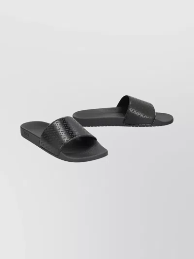 Hugo Boss Comfortable Open Toe Rubber Slides In Black