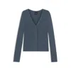 Hugo Boss Concealed-closure Cardigan In Super-fine Merino Wool In Blue