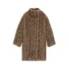 Hugo Boss Concealed-closure Coat In Faux Fur In Brown